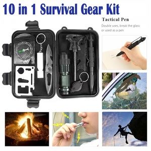 10 in 1 Survival Kit Tools Tactical Camping Emergency Outdoor Military EDC Gear